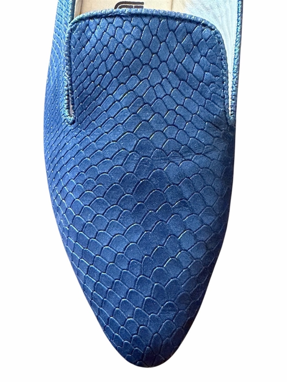 Bon-Bonite Blue Leather Snakeskin Embossed Pointed Toe Loafer Flats Size 9 - Picture 3 of 8